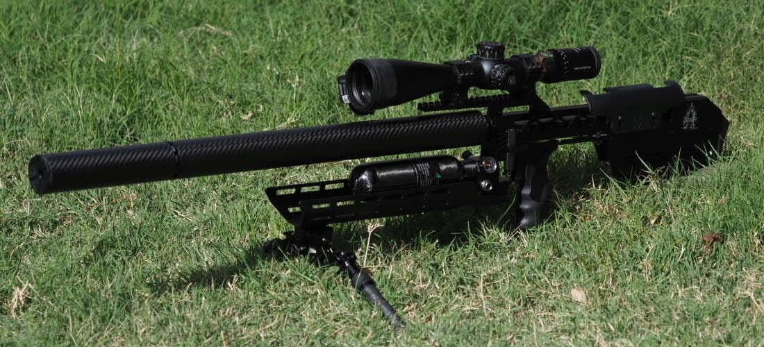 RTI Mora 700mm (Sniper) with a 220cc bottle, a guard, and a moderator